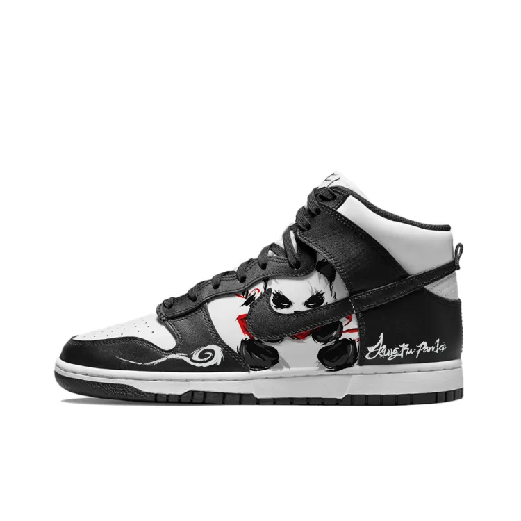 Nike Dunk Slip Resistant Abrasion Resistant High top Skateboard Shoes Men's Black White
