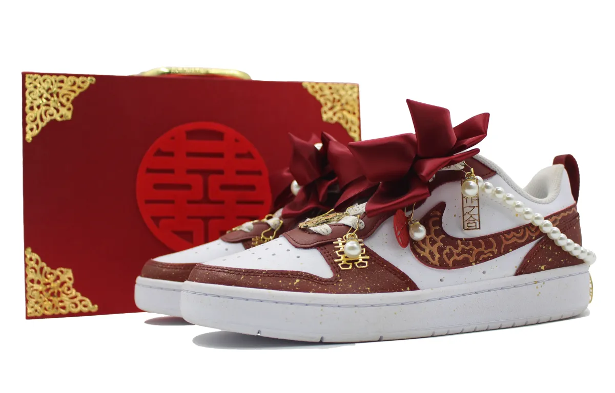 Nike Court Borough Slip Resistant Abrasion Resistant Low top Skateboard Shoes Women's Scarlet