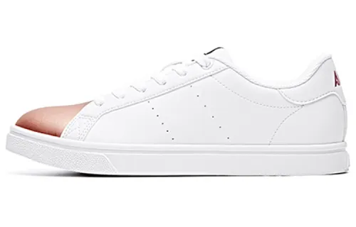 Anta Synthetic Leather Coverage Slip Resistant Low top Skateboard Shoes Women's White Rose Gold