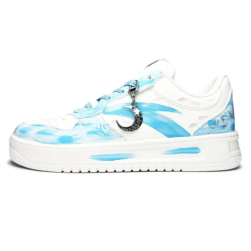 Anta Easy Slip Resistant Lightweight Height Increasing Low top Skateboard Shoes Unisex White Blue