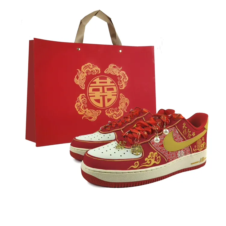 Nike Air Force 1 Abrasion Resistant Low top Skateboard Shoes Unisex Red