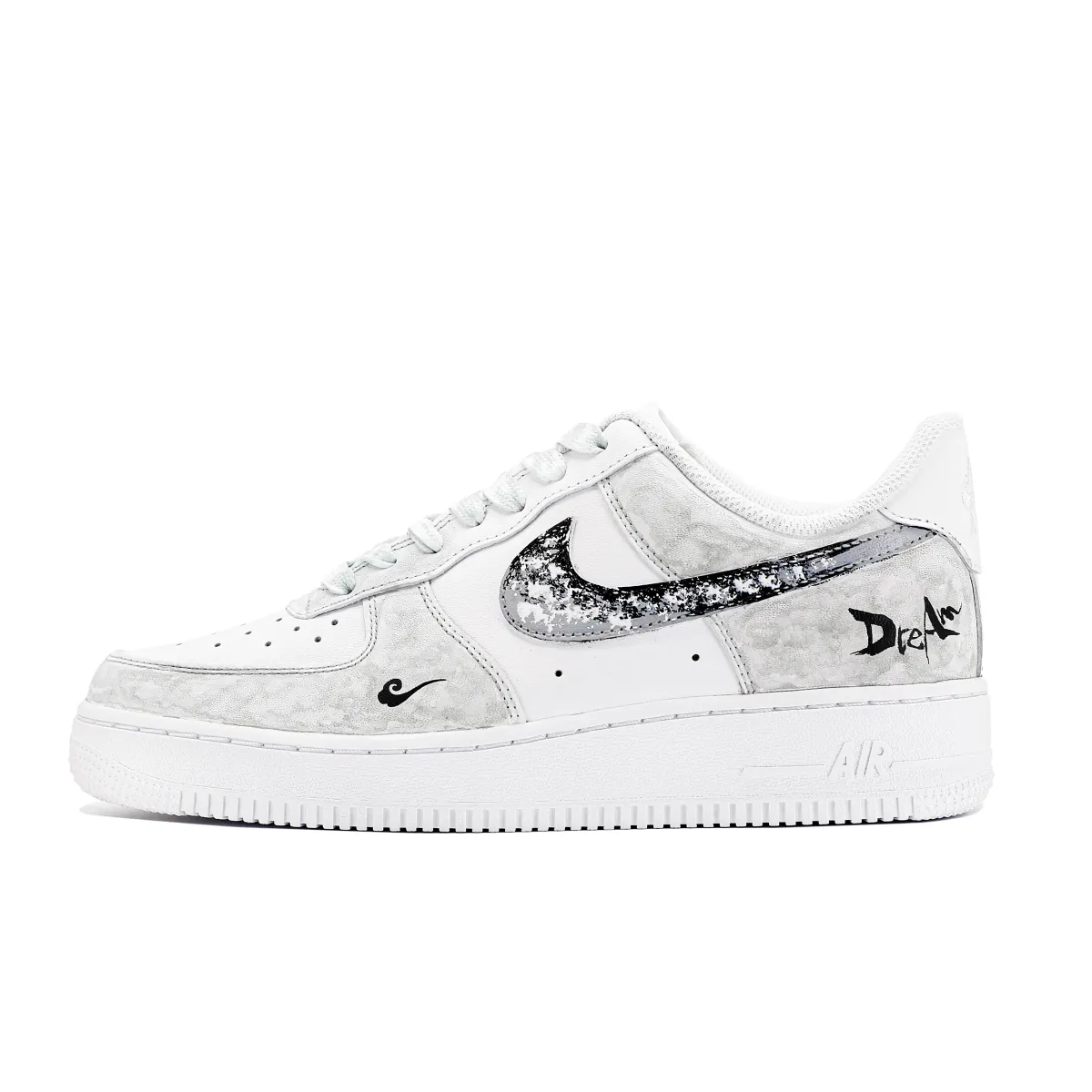 Nike Air Force 1 Leather Slip Resistant, Abrasion Resistant, Lightweight Low top Skateboard Shoes Unisex Gray White
