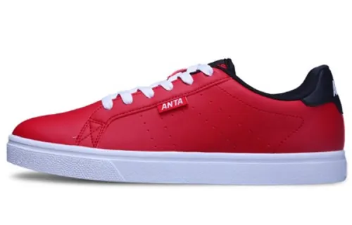Anta Trendy Slip Resistant Abrasion Resistant Low top Skateboard Shoes Men's Red White