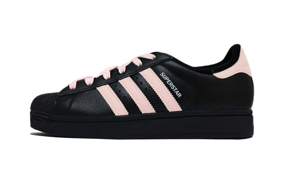 Adidas Originals Superstar 2 Pink Peach Low top Skateboard Shoes Unisex Black Pink