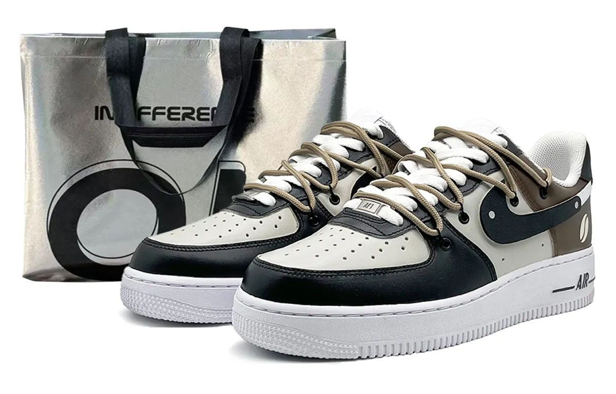 Nike Air Force 1 Low Leather Slip Resistant Cushioning Low top Skateboard Shoes Unisex Black Brown
