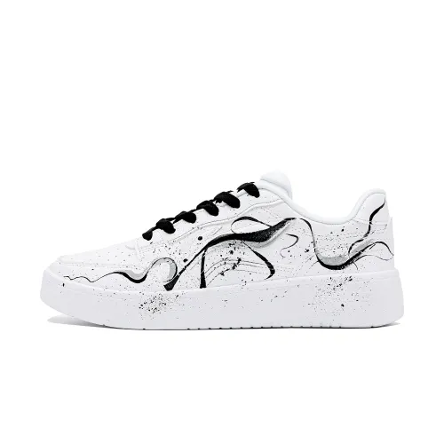 Li Ning Sycee 2 Synthetic Leather Cushioning Abrasion Resistant Lightweight Low top Skateboard Shoes Men's Black White