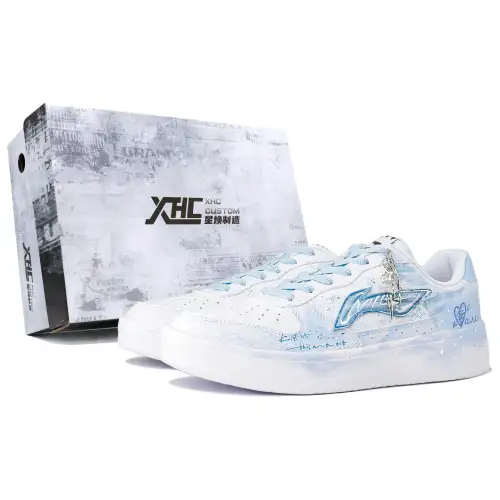 Li Ning Floating Boat Slip Resistant, Abrasion Resistant, Breathable Low top Skateboard Shoes Men's Sky Blue