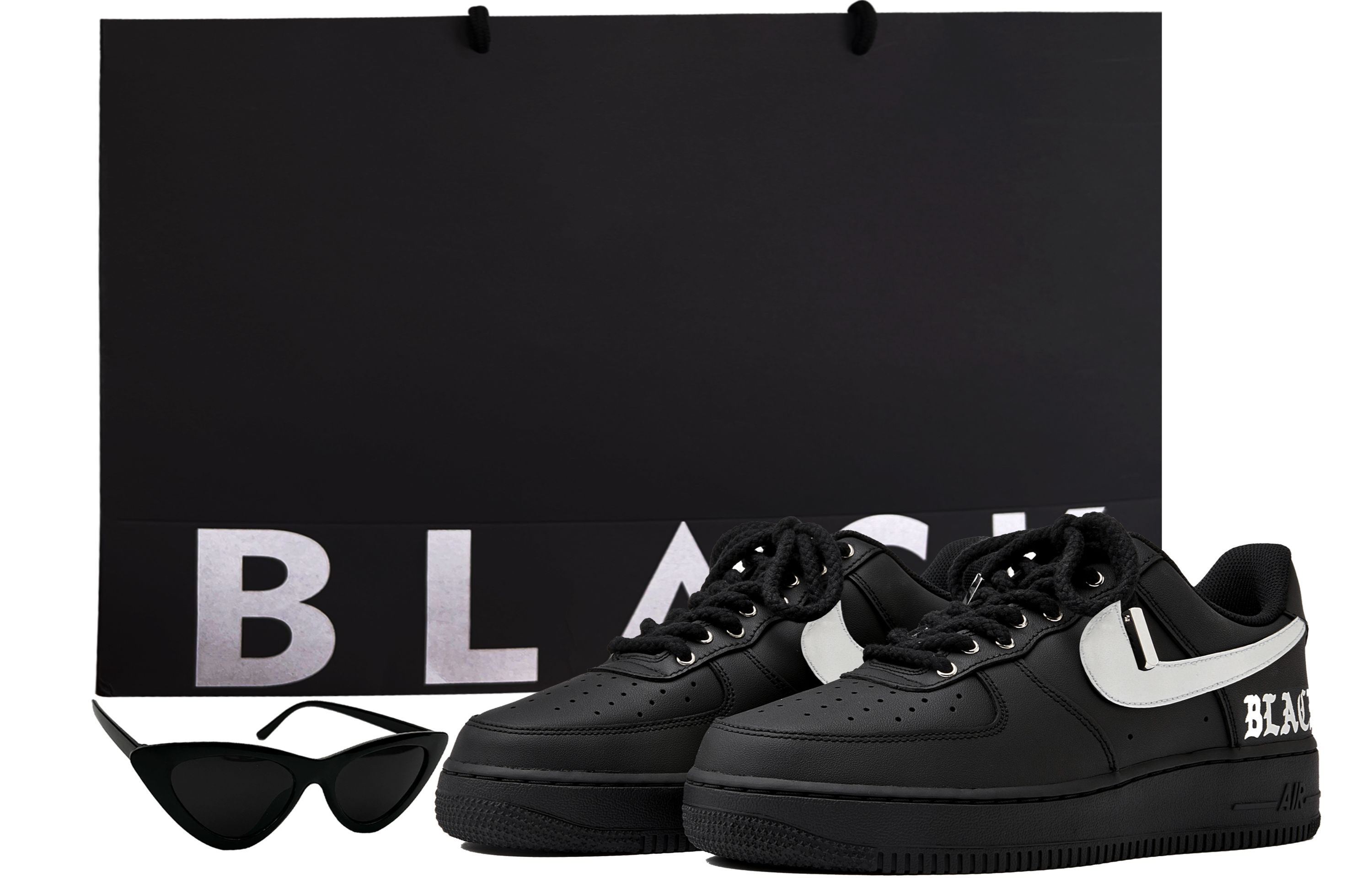 Nike Air Force 1 Coverage Slip Resistant Coverage Slip Resistant Low top Skateboard Shoes Unisex Black Silver