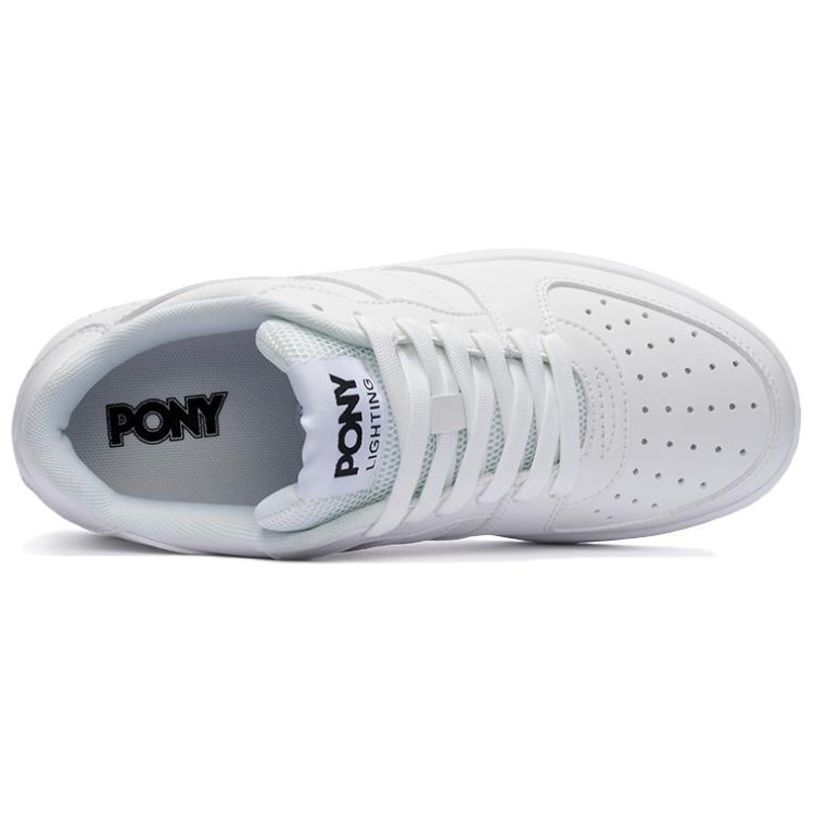 Pony Lighting Slip Resistant Cushioning Abrasion Resistant Low top Skateboard Shoes Unisex White