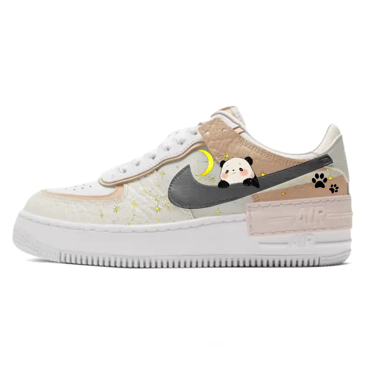 Nike Air Force 1 Sparkling Starlight, Moonlight Panda Low top Skateboard Shoes Women's White