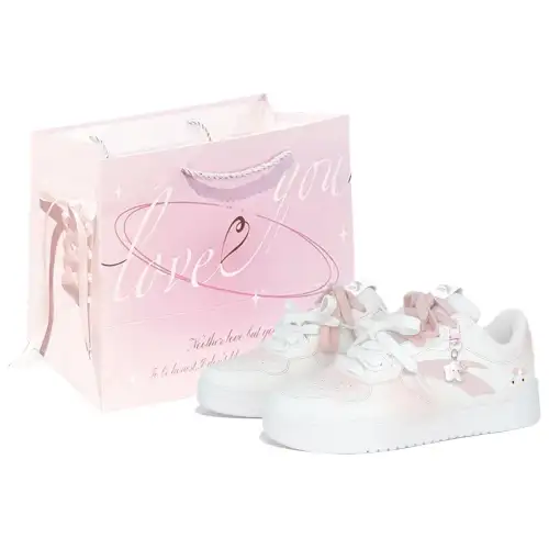 Anta Slip Resistant Abrasion Resistant Slip Resistant Abrasion Resistant Low top Skateboard Shoes Women's White Pink