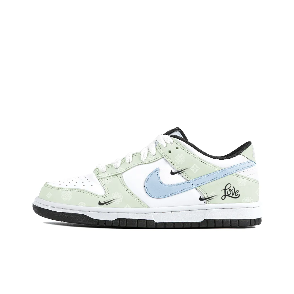 Nike Dunk Slip Resistant Abrasion Resistant Low top Skateboard Shoes Unisex Green White