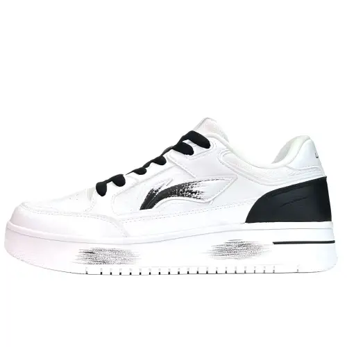 Li Ning Tianji Abrasion Resistant Breathable Height Increasing Low top Skateboard Shoes Unisex Black White