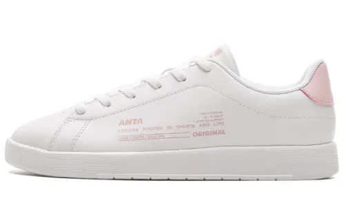 ANTA Skateboard Shoes Women's Low Top Ivory White/Baby Pink
