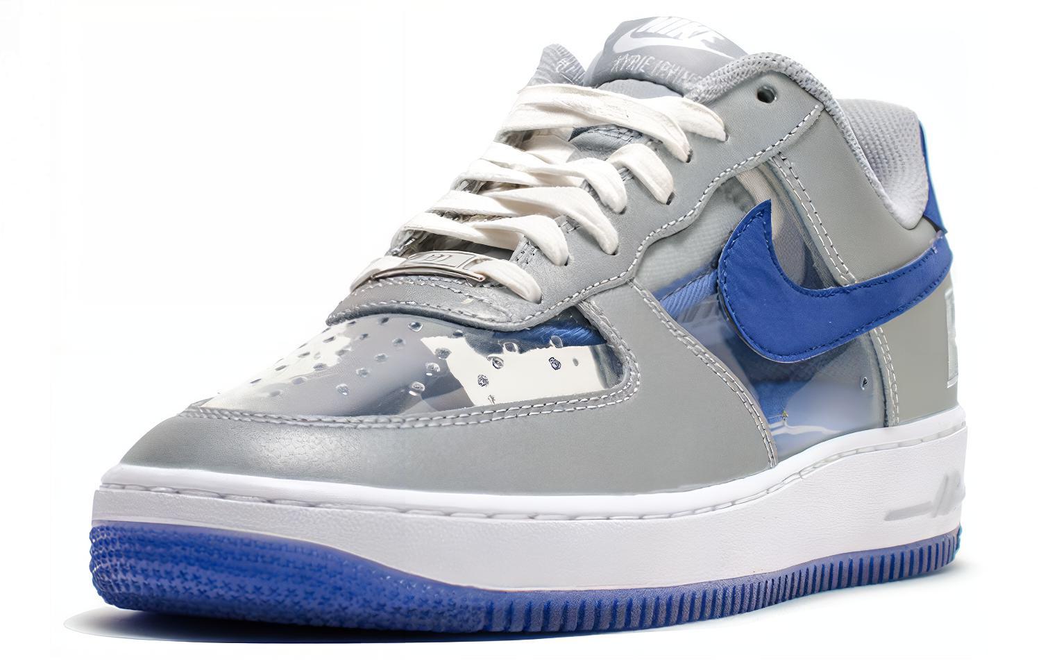 Мужские кроссовки Nike Air Force 1 (серый / белый / синий) — фото 2