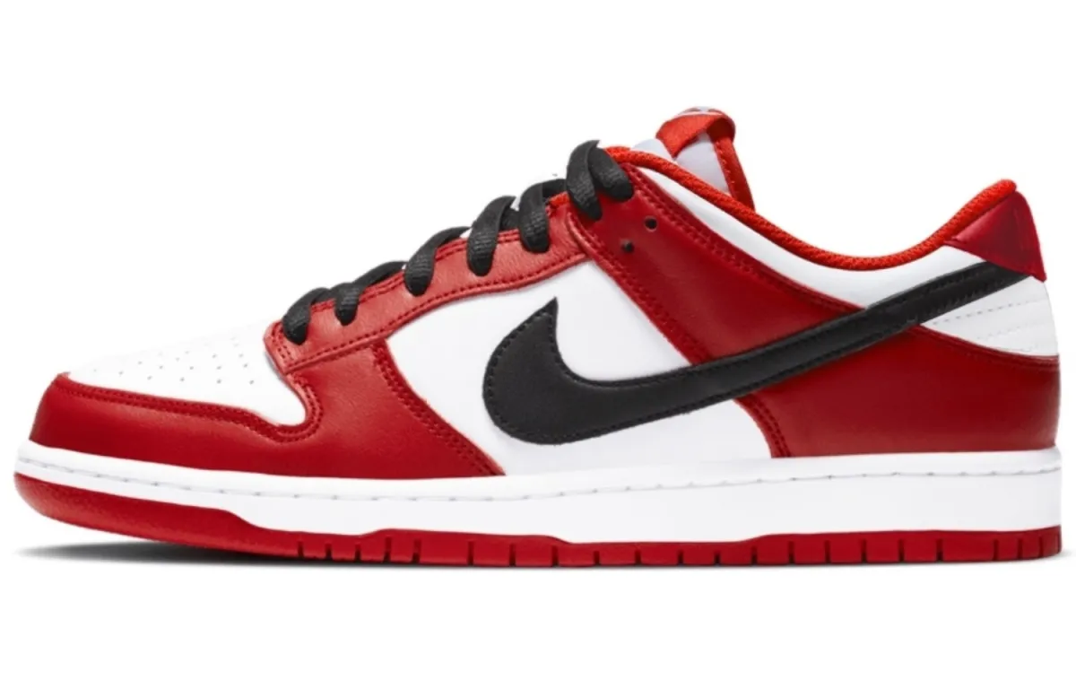 Nike Dunk Chicago Red Slip Resistant Abrasion Resistant Low top Skateboard Shoes Unisex Red White Black