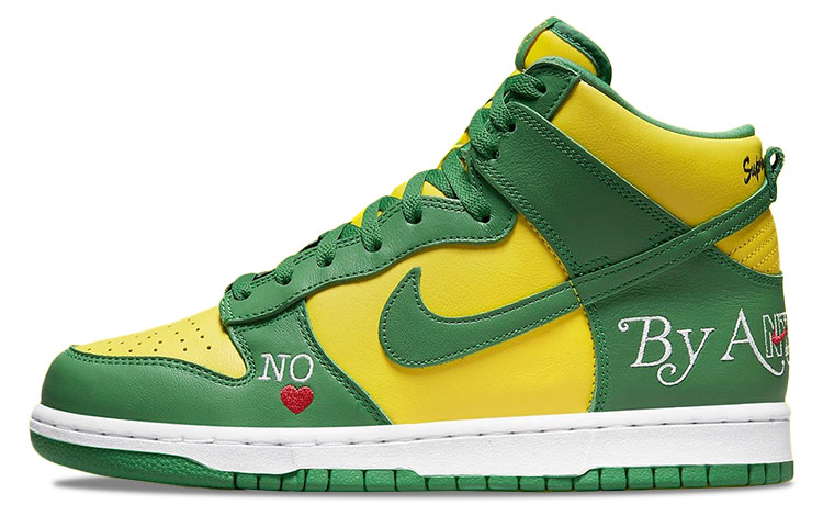 Кроссовки Supreme Supreme x Nike Dunk High "Brazil" (зеленый / желтый)