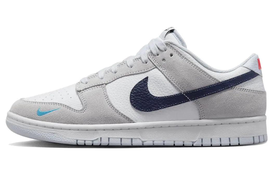 Nike Dunk Low White Grey Navy Aqua Mini Swoosh