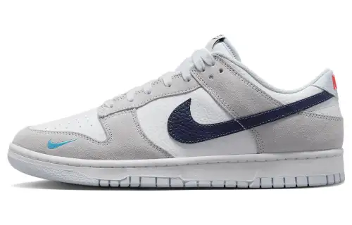 Nike Dunk Low White Grey Navy Aqua Mini Swoosh