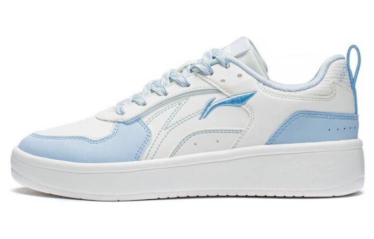 Li Ning Wheat Age Slip Resistant, Abrasion Resistant, Breathable Low top Skateboard Shoes Women's White Blue