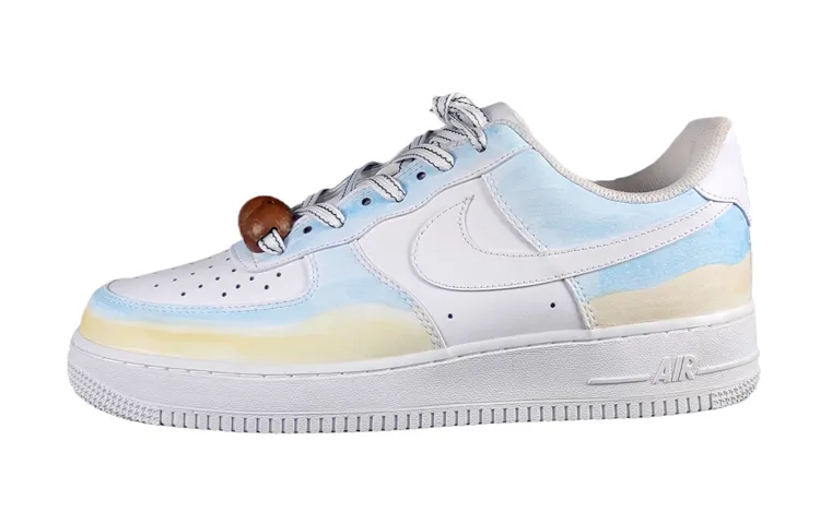 Nike Air Force 1 Low top Skateboard Shoes Men's Blue Yellow White