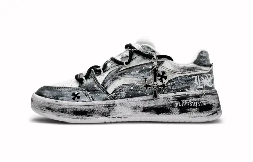 Li Ning Sycee Slip Resistant Cushioning Abrasion Resistant Low top Skateboard Shoes Men's White Black Gray