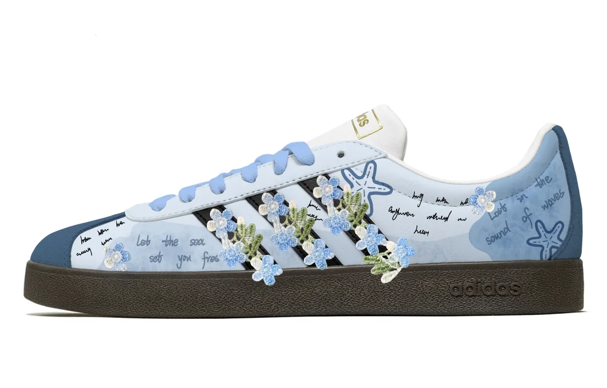 Adidas VL COURT 2.0 Love Planner, Cerulean Low top Skateboard Shoes Unisex Blue