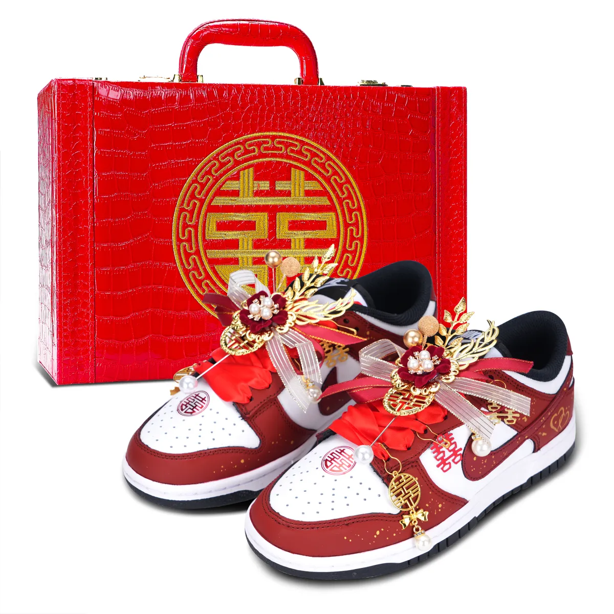 Nike Dunk Black White Concentric Knot Abrasion Resistant Abrasion Resistant Low top Skateboard Shoes Unisex Rouge