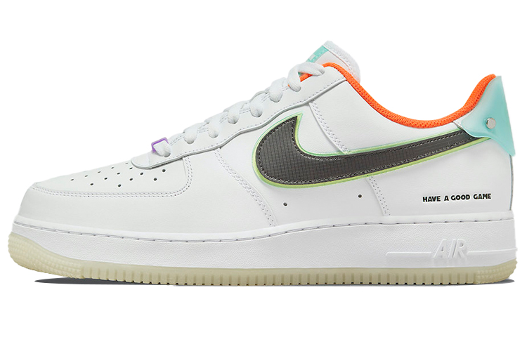 Nike Air Force 1 Gaming Series \"Have A Good Game\" Synthetic leather, artificial leather, comfortable, non-slip, wear-resistant and lightweight, low-top sneakers, men's white and orange