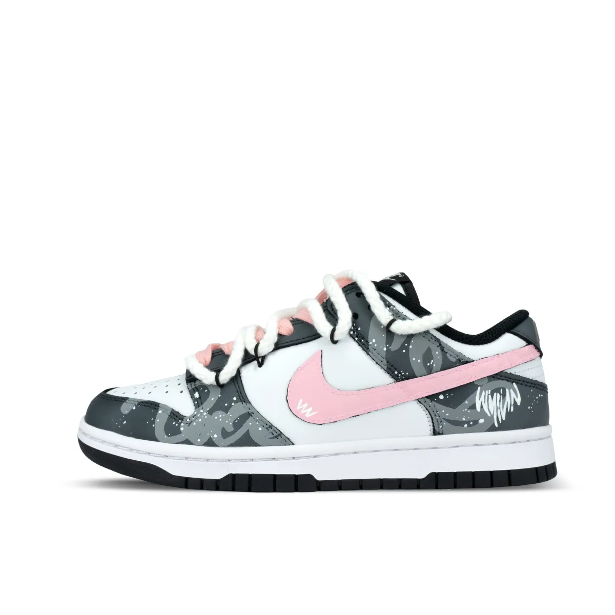 Nike Dunk Love Confession Balloons Leather Abrasion Resistant Low top Skateboard Shoes Unisex Gray Pink