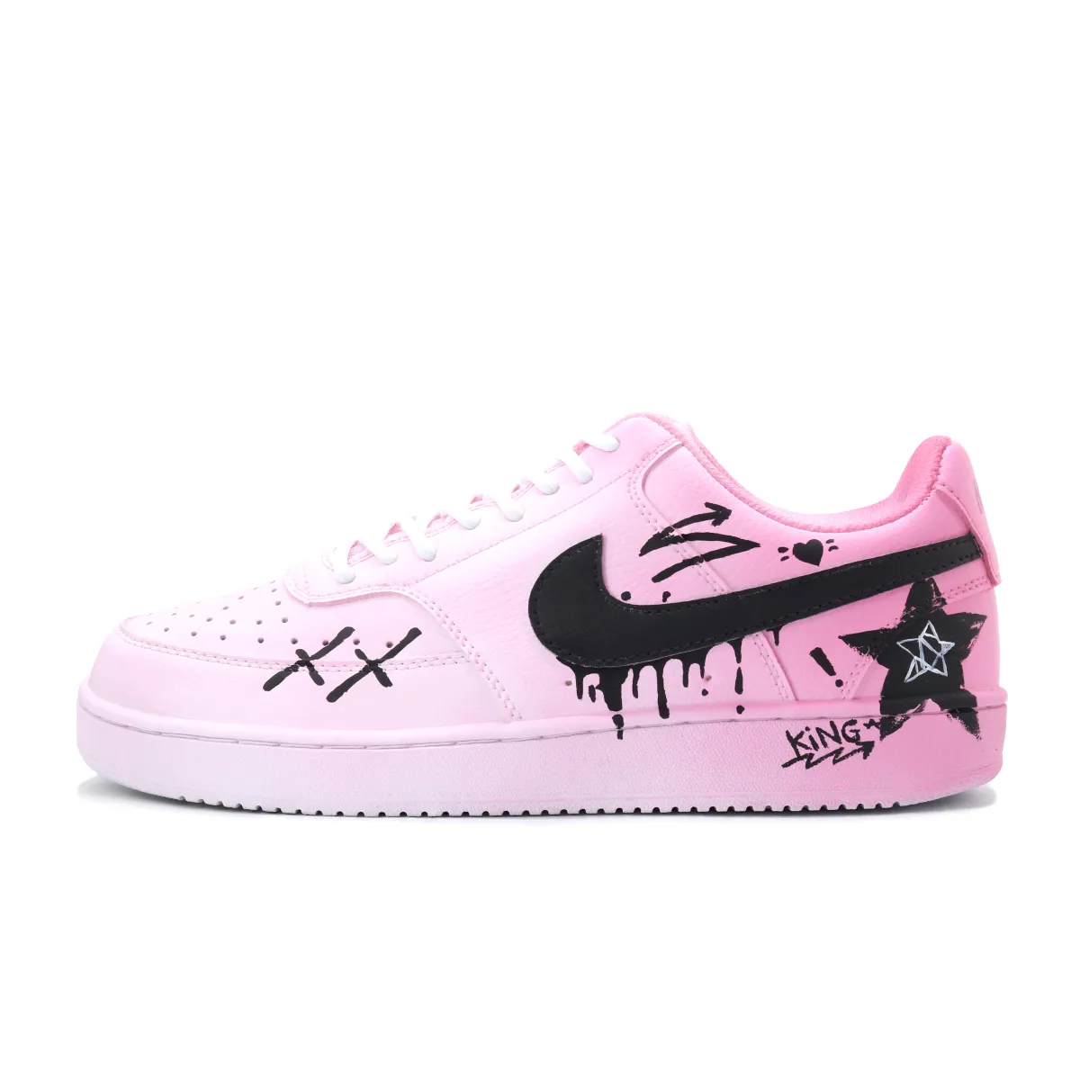 Nike Court Vision 1 Pu Abrasion Resistant, Lightweight, And Breathable Low top Skateboard Shoes Unisex Pink
