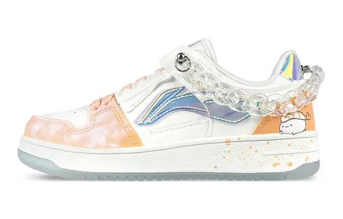 Li Ning Tianji Slip Resistant Slip Resistant Low top Skateboard Shoes Women's White Orange