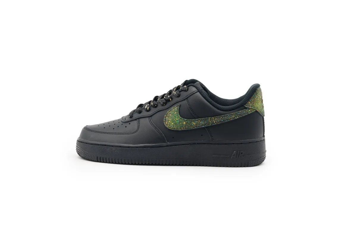 Nike Air Force 1 Slip Resistant Abrasion Resistant Low top Skateboard Shoes Unisex Black Gold