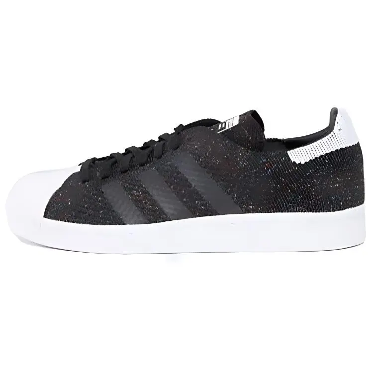 Adidas Originals Superstar 80s Primeknit Lace Up Cushioning, Wear Resistant Low top Skateboard Shoes Unisex Black