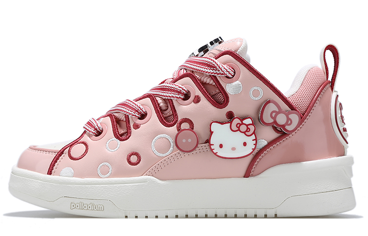 Hello Kitty x Palladium Slip Resistant Abrasion Resistant Low top Skateboard Shoes Women's Pink White