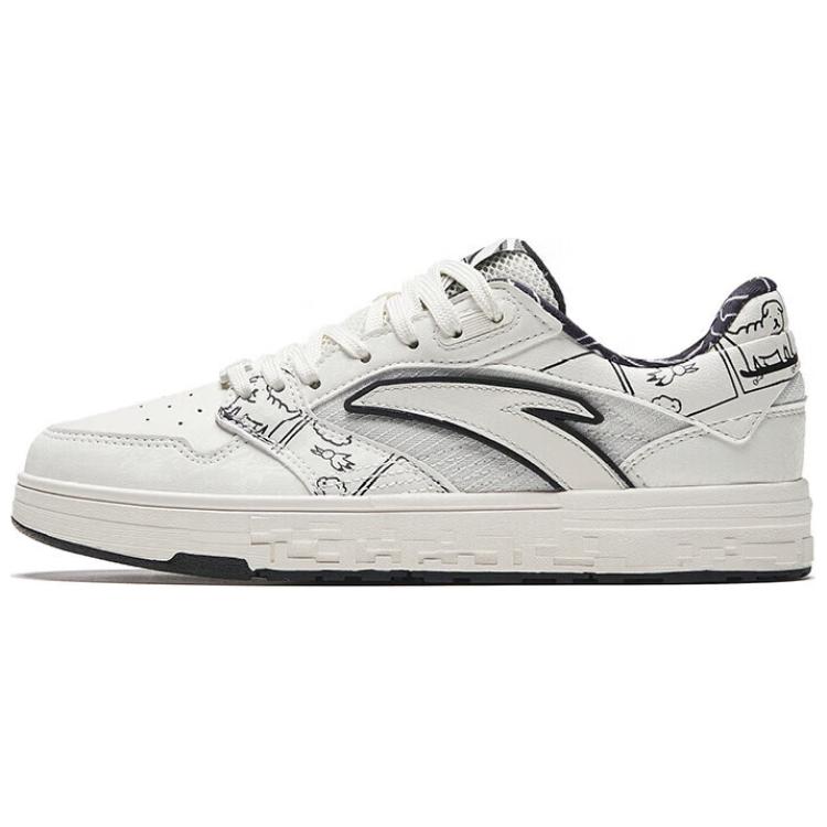 Anta Streetwear Collection Slip Resistant Abrasion Resistant Low top Skateboard Shoes Women's Black White