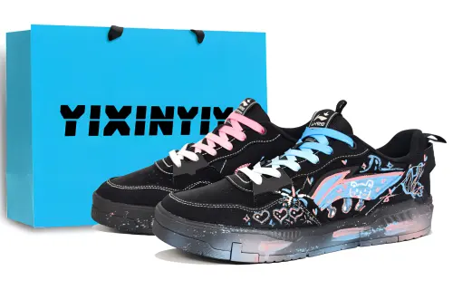 Li Ning Original Era Slip Resistant, Abrasion Resistant, Breathable Low top Skateboard Shoes Men's Black Blue Pink
