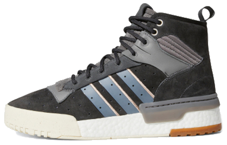 Женские кеды adidas originals Rivalry RM Высокие (черно-серые)