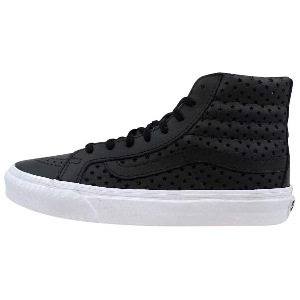 Vans SK8 Slim Perf Stars, versatile and comfortable, shock-absorbing and wear-resistant, high-top sneakers, same style for men and women, black