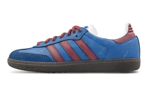 Adidas Originals Samba OG Denim And Red Wine Slip Resistant Abrasion Resistant Low top Skateboard Shoes Unisex Red Blue