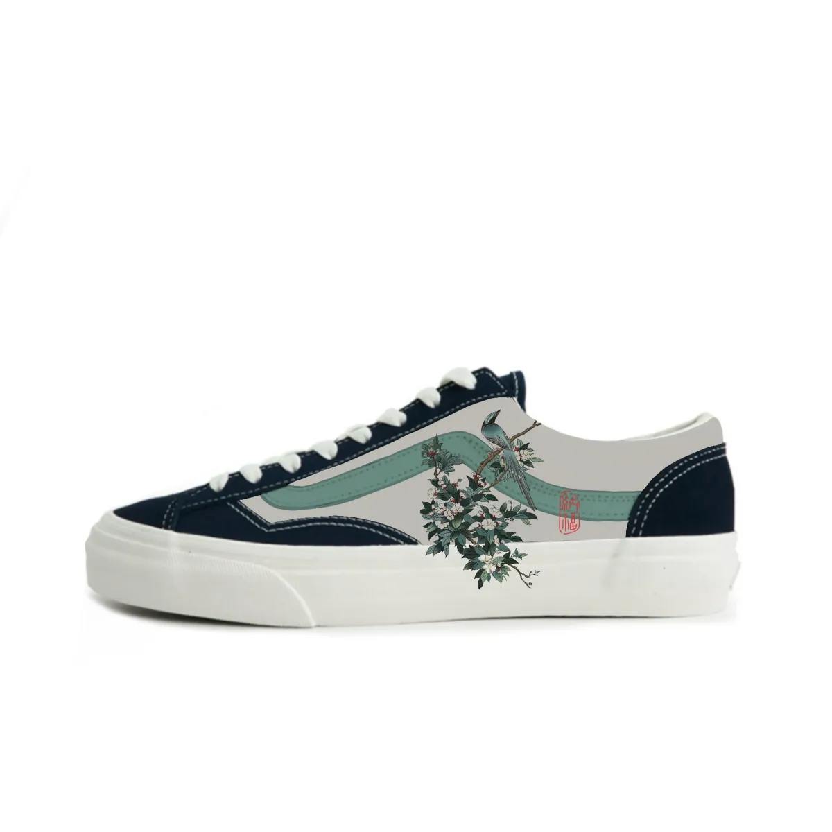 Vans Style 36 Suede Slip Resistant Abrasion Resistant Low top Skateboard Shoes Unisex Blue Green