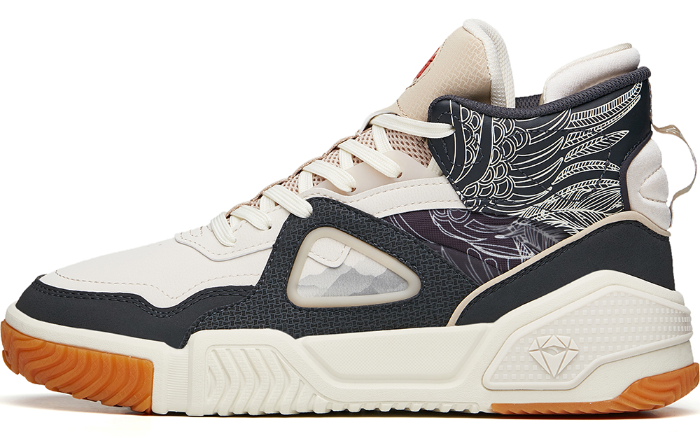 Anta Life Collection Coverage Thermal Abrasion Resistant Breathable High top Skateboard Shoes Men's Beige Yellow Black