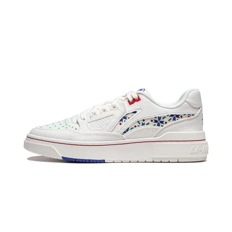 Li Ning Rookie Slip Resistant Cushioning Abrasion Resistant Lightweight Low top Skateboard Shoes Unisex White