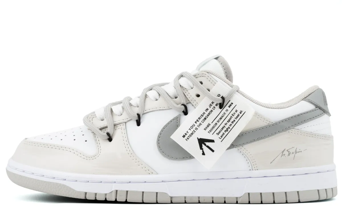 Nike Dunk Abrasion Resistant Lightweight Wear resistant And Lightweight Low top Skateboard Shoes Unisex Gray White
