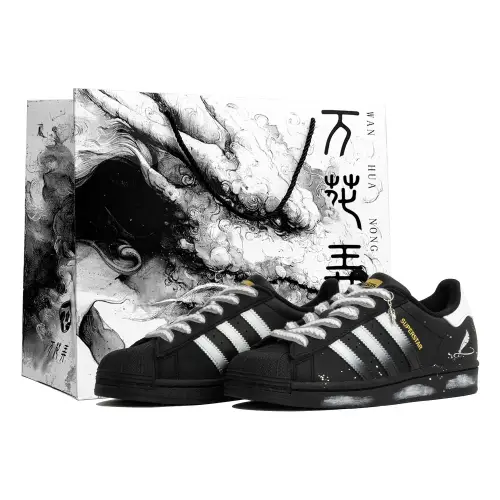 Adidas Originals SUPERSTAR Wanhu Nong, Note, Shopping Bag Slip Resistant Abrasion Resistant Low top Skateboard Shoes