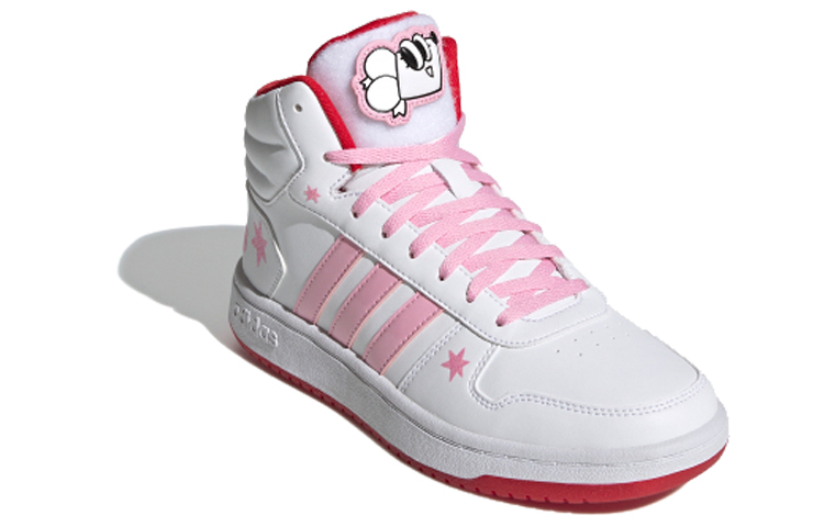 Женские кеды adidas neo Hoops 2.0 Mid (бело-розовые) — фото 2
