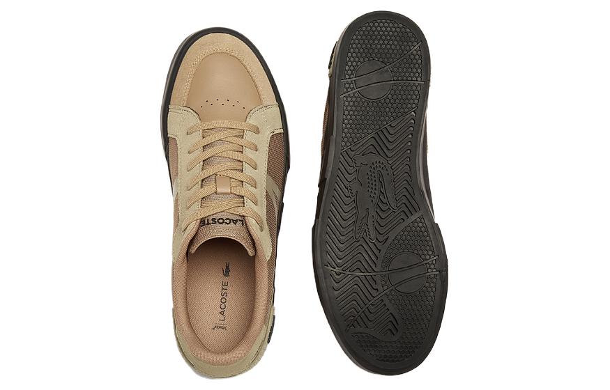 LACOSTE Leather Low top Skateboard Shoes Men's Brown