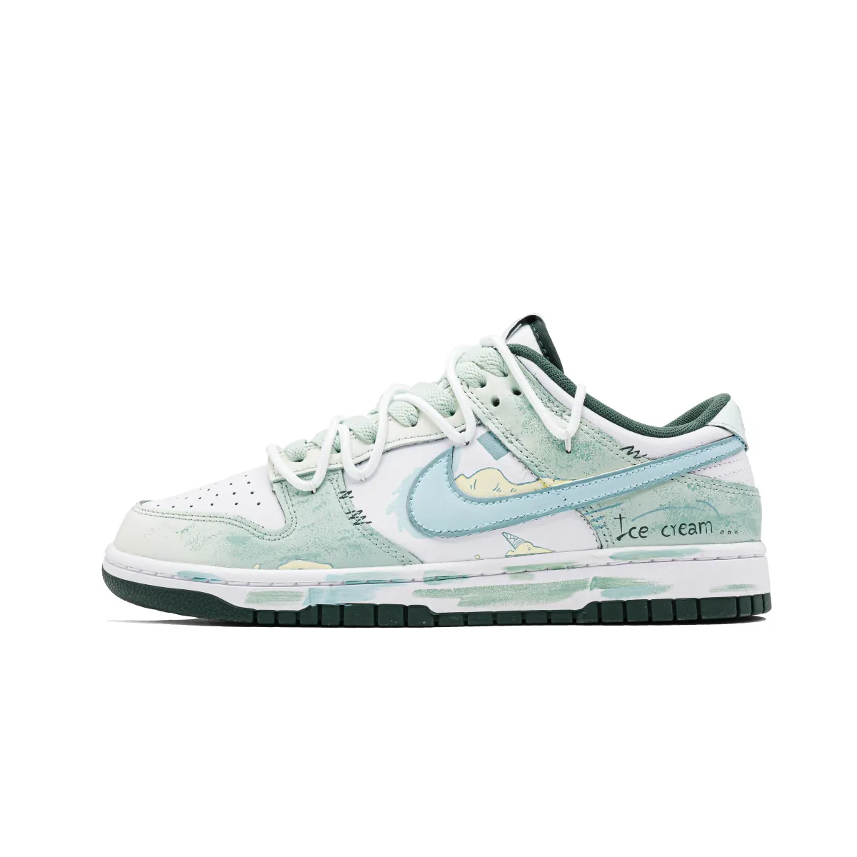Nike Dunk Ice Cream Slip Resistant Abrasion Resistant Low top Skateboard Shoes Unisex Grass Green