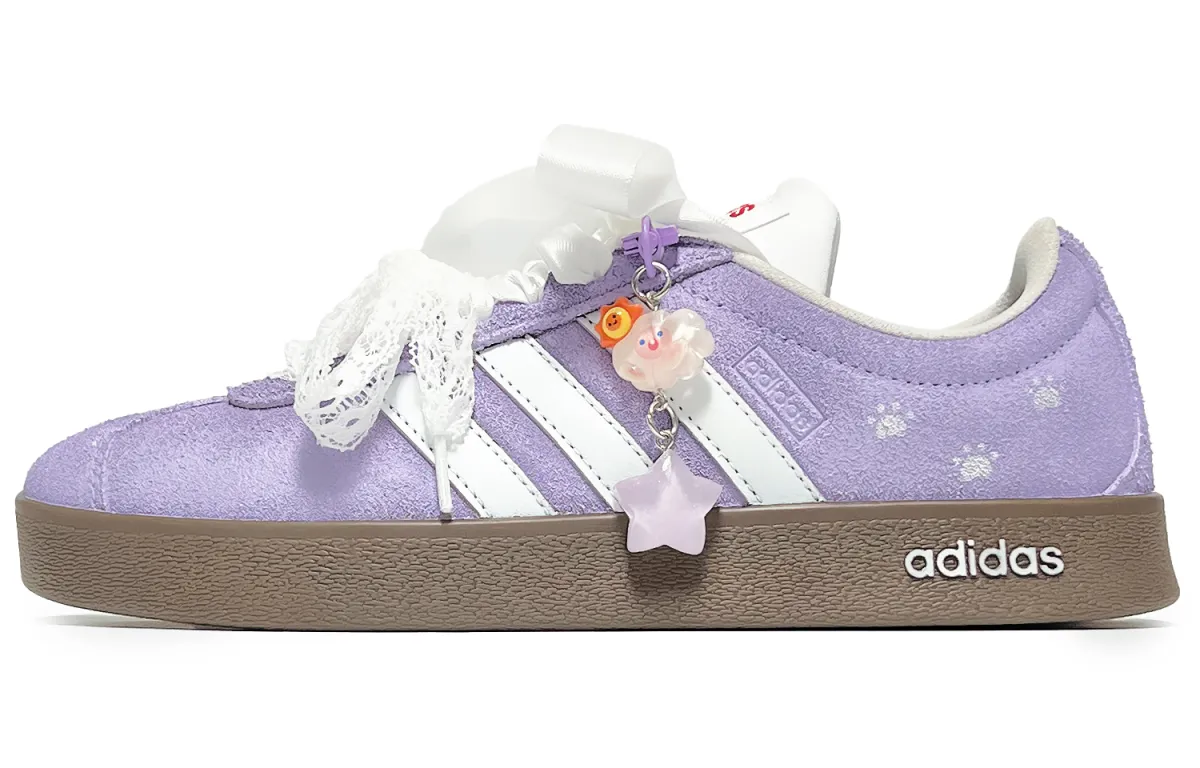 Adidas VL COURT 2.0 Purple Misty Star Whisper Abrasion Resistant Low top Skateboard Shoes Unisex White Purple