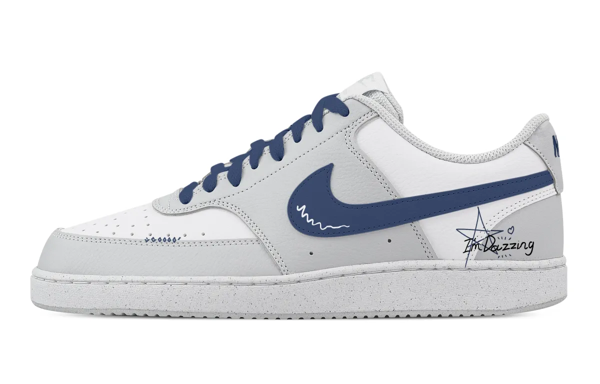 Nike Court Vision Starry Sea Abrasion Resistant Low top Skateboard Shoes Men's White Blue